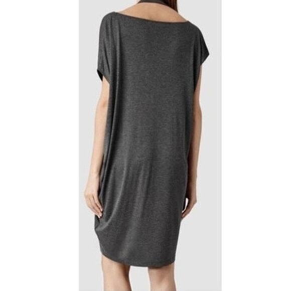 All Saints Pari Draped Grey Soft Jersey Mini Dress (L) - Picture 3 of 11